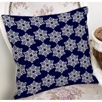 Lacivert Zeminli Beyaz Kartanesi Desenli Dijital Baskılı Modern Kırlent Kılıfı Realhomes