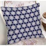 Lacivert Zeminli Beyaz Kartanesi Desenli Dijital Baskılı Modern Yastık Kılıfı Realhomes