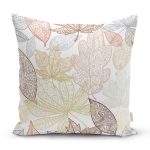 Beyaz Zemınli Soft Renkli Yapraklı Dijital Baskılı Modern Yastık Kırlent Kılıfı Realhomes