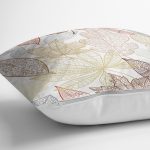 Beyaz Zemınli Soft Renkli Yapraklı Dijital Baskılı Modern Yastık Kırlent Kılıfı Realhomes