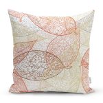 Beyaz Zemınli Soft Renkli Yapraklı Dijital Baskılı Modern Yastık Kırlent Kılıfı Realhomes