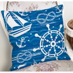 - 7110 - Realhomes  Mavi Beyaz Zeminli Deniz Yıldızı Desenli Dijital Baskılı Modern Yastık Kılıfı Realhomes