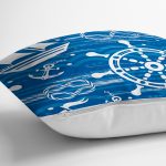 - 7110 - Realhomes  Mavi Beyaz Zeminli Deniz Yıldızı Desenli Dijital Baskılı Modern Yastık Kılıfı Realhomes