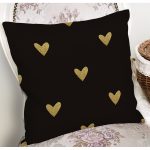 Siyah Zeminde Gold Puantiyeli Dijital Baskılı Modern Yastık Kırlent Kılıfı Realhomes