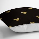 Siyah Zeminde Gold Puantiyeli Dijital Baskılı Modern Yastık Kırlent Kılıfı Realhomes