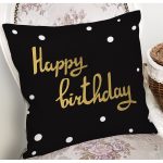 Siyah Zeminde Gold Yıldız Desenli Dijital Baskılı Modern Yastık Kırlent Kılıfı Realhomes