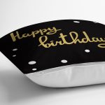 Siyah Zeminde Gold Yıldız Desenli Dijital Baskılı Modern Yastık Kırlent Kılıfı Realhomes