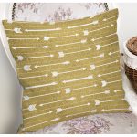 - 7122 - Realhomes Gold Zeminde Ok Çizimli Dijital Baskılı Modern Yastık Kırlent Kılıfı Realhomes