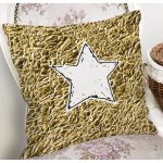 - 7130 - Realhomes Gold Zeminli Beyaz Yıldız Desenli Dijital Baskılı Modern Yastık Kırlent Kılıfı Realhomes