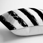 Beyaz Zeminli Siyah Renkli Çizgi Dijital Baskılı Modern Yastık Kırlent Kılıfı Realhomes