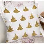 - 7142 - Realhomes Beyaz Zeminde Gold Renkli Çam Ağacı Desenli Dijital Baskılı Modern Kırlent Kılıfı Realhomes