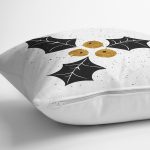 - 7147 - Realhomes Beyaz Zeminde Onedraw Çizimli Yaprak Desenli Dijital Baskılı Modern Kırlent Kılıfı Realhomes