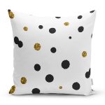 Beyaz Zeminde Gold Ve Siyah Renkli Pauntiyeler Modern Yastık Kırlent Kılıfı Realhomes