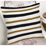Beyaz Zemin Üzerinde Gold Ve Siyah Renkli Çizgiler Modern Yastık Kırlent Kılıfı Realhomes