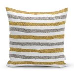 Beyaz Zeminde Gold Ve Siyah Çizgili Dijital Baskılı Modern Yastık Kırlent Kılıfı Realhomes