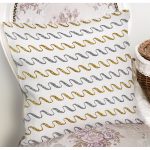 Beyaz Zeminde Gold Ve Siyah Çizgili Dijital Baskılı Modern Yastık Kırlent Kılıfı Realhomes