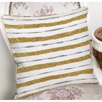 Beyaz Zeminde Gold Çizgili Dijital Baskılı Modern Yastık Kırlent Kılıfı Realhomes