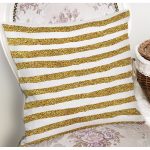 - 7159 - Realhomes Beyaz Zeminde Gold Zigzag Desenli Dijital Baskılı Modern Yastık Kırlent Kılıfı Realhomes