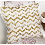 - 7160 - Realhomes Beyaz Zeminde Gold Zigzag Desenli Dijital Baskılı Modern Yastık Kırlent Kılıfı Realhomes