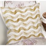 Beyaz Zeminde Gold Çizgili Dijital Baskılı Modern Yastık Kırlent Kılıfı Realhomes