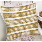 - 7162 - Realhomes  Beyaz Zeminde Gold Renkli Yaprak Desenli Dijital Baskılı Modern Yastık Kılıfı Realhomes