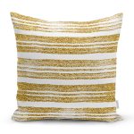 - 7162 - Realhomes  Beyaz Zeminde Gold Renkli Yaprak Desenli Dijital Baskılı Modern Yastık Kılıfı Realhomes