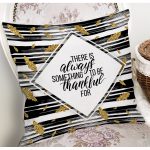 Siyah Beyaz Zeminde Gold Yapraklı Thanks Yazılı Modern Yastık Kırlent Kılıfı Realhomes
