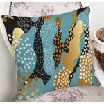 - 7171 - Realhomes Renkli Zeminde Gold Detaylı Dijital Baskılı Modern Yastık Kırlent Kılıfı Realhomes