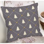Gri Zeminde Gold Puantiyeli Çam Ağacı Desenli Dijital Baskılı Modern Yastık Kılıfı Realhomes