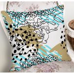 Renkli Zemin Uzerinde Onedraw Çizimli Dijital Baskılı Modern Yastık Kırlent Kılıfı Realhomes