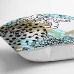 Renkli Zemin Uzerinde Onedraw Çizimli Dijital Baskılı Modern Yastık Kırlent Kılıfı Realhomes