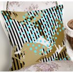 Renkli Zemin Uzerinde Onedraw Çizimli Dijital Baskılı Modern Yastık Kırlent Kılıfı Realhomes