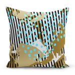 Renkli Zemin Uzerinde Onedraw Çizimli Dijital Baskılı Modern Yastık Kırlent Kılıfı Realhomes