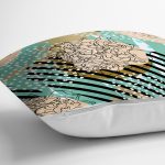 - 7182 - Realhomes  Renkli Zemin Uzerinde Onedraw Çizimli Dijital Baskılı Modern Yastık Kırlent Kılıfı Realhomes