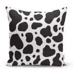 - 7183 - Realhomes  Beyaz Zeminli Siyah Puantiye Desenli Dijital Baskılı Modern Yastık Kırlent Kılıfı Realhomes