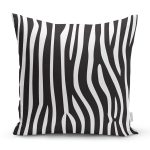 - 7186 - Realhomes Beyaz Zeminli Siyah Çizgi Desenli Dijital Baskılı Modern Yastık Kırlent Kılıfı Realhomes