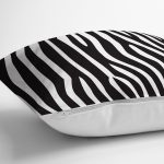 - 7186 - Realhomes Beyaz Zeminli Siyah Çizgi Desenli Dijital Baskılı Modern Yastık Kırlent Kılıfı Realhomes