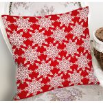 - 7187 - Realhomes Kırmızı Zemin Üzerinde Beyaz Kartanesi Desenli Modern Yastık Kırlent Kılıfı Realhomes