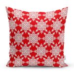 - 7187 - Realhomes Kırmızı Zemin Üzerinde Beyaz Kartanesi Desenli Modern Yastık Kırlent Kılıfı Realhomes