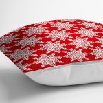 - 7187 - Realhomes Kırmızı Zemin Üzerinde Beyaz Kartanesi Desenli Modern Yastık Kırlent Kılıfı Realhomes