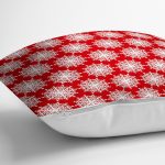 Kırmızı Zemin Üzerinde Beyaz Kartanesi Desenli Modern Yastık Kırlent Kılıfı Realhomes