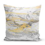 - 7192 - Realhomes Gri Zemin Üzerinde Gold Detaylı Soft Çizim Desenli Modern Yastık Kırlent Kılıfı Realhomes