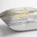 - 7192 - Realhomes Gri Zemin Üzerinde Gold Detaylı Soft Çizim Desenli Modern Yastık Kırlent Kılıfı Realhomes