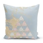 Renkli Zemin Üzerinde Üçgen Desenli Dijital Baskılı Modern Yastık Kırlent Kılıfı Realhomes