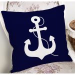 Lacivert Zeminli Çapa Desenli Dijital Baskılı Modern Yastık Kırlent Kılıfı Realhomes