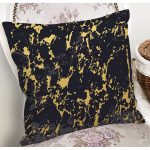 - 7203 - Realhomes Siyah Zeminde Gold Detaylı Çizim Dijital Baskılı Modern Yastık Kırlent Kılıfı Realhomes