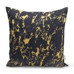 - 7203 - Realhomes Siyah Zeminde Gold Detaylı Çizim Dijital Baskılı Modern Yastık Kırlent Kılıfı Realhomes