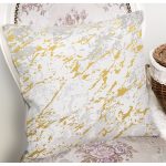 Gri Beyaz Zeminde Gold Detaylı Çizim Dijital Baskılı Modern Yastık Kırlent Kılıfı Realhomes