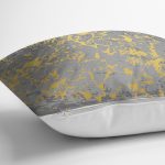 - 7205 - Realhomes Antrasit Zemin Üzerinde Gold Detaylı Çizim Desenli Modern Yastık Kırlent Kılıfı Realhomes