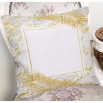 Beyaz Zemin Üzerinde Gold Renkli Yaprak Desenli Modern Yastık Kırlent Kılıfı Realhomes